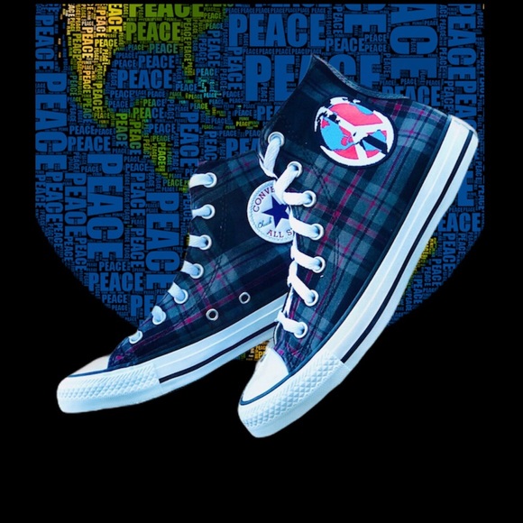 Sale 5 Star NWT HTF Converse CT Peace Plaid Hi - Picture 2 of 13